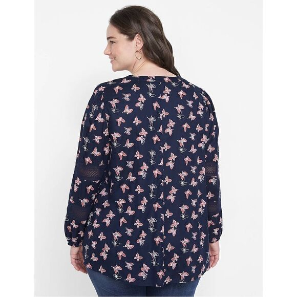 Lane Bryant No-Peek Button-Front Lace Trimmed Top (Sz 22/24) - Picture 8 of 8